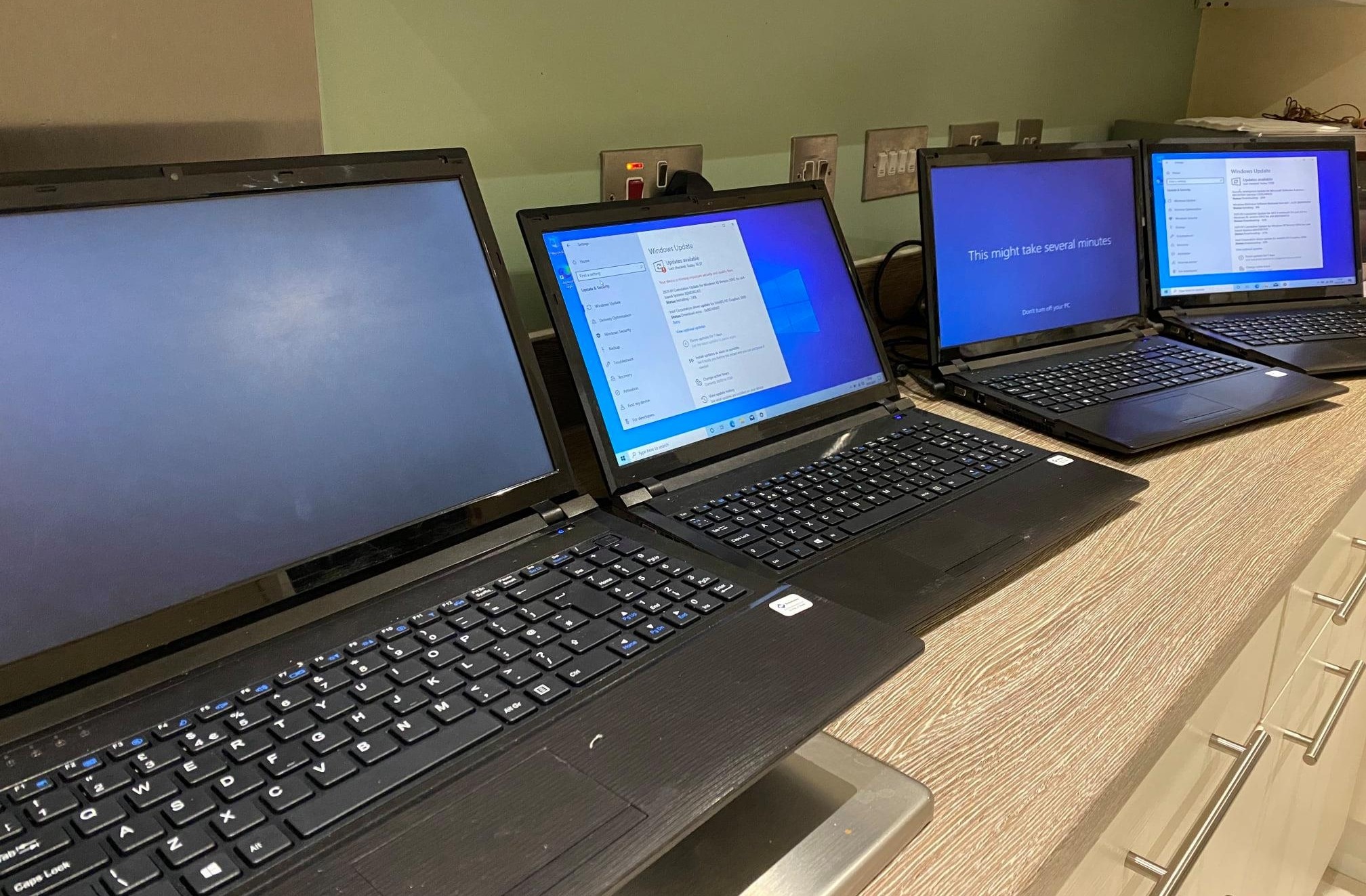 Yeovil head office school laptops being setup