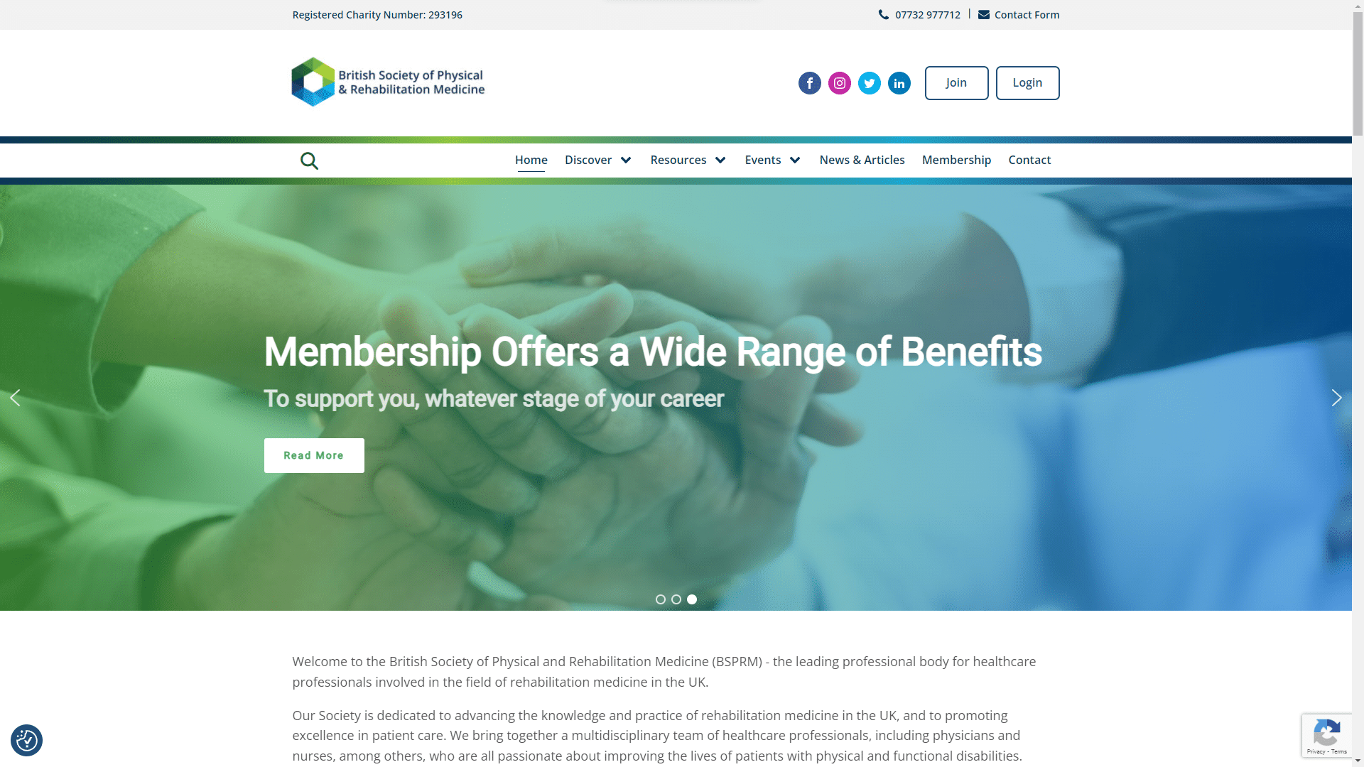 Screenshot of the BSPRM website